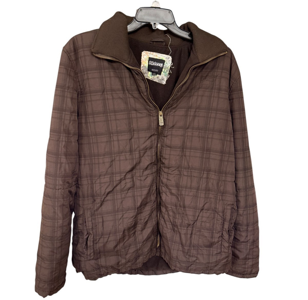 Vintage Y2K Billabong Brown Plaid Fleece Lined Jacket Men's XL